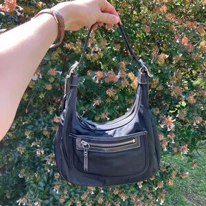 Coach Black Shoulder Bag with Silver Accents